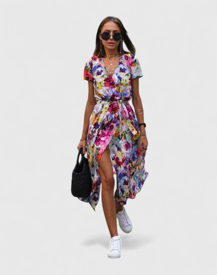 Polka Dot Wrap Midi Dress for Women