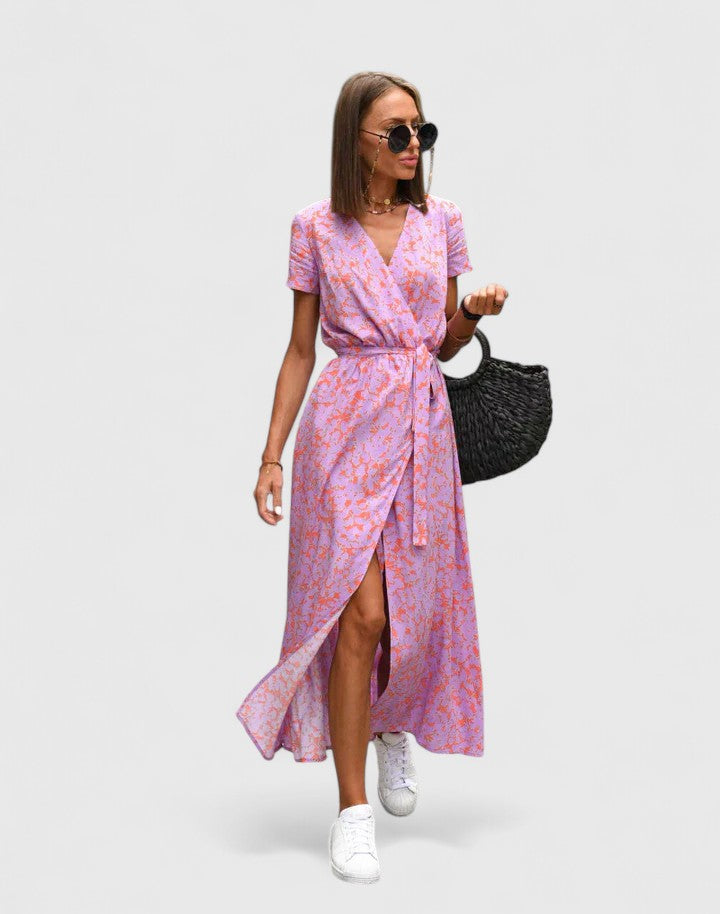 Polka Dot Wrap Midi Dress for Women