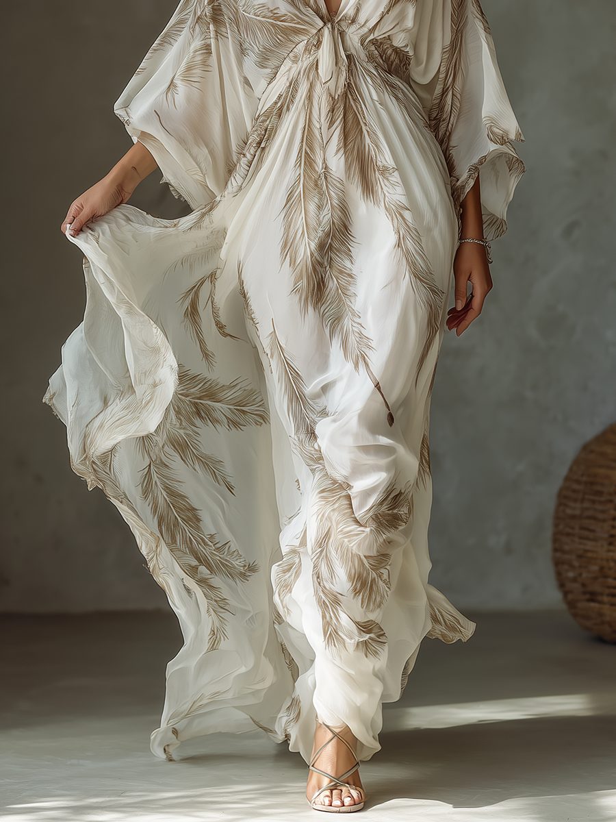 Maxi Dress with Dolman Sleeves and Twist Front for Women - View 4