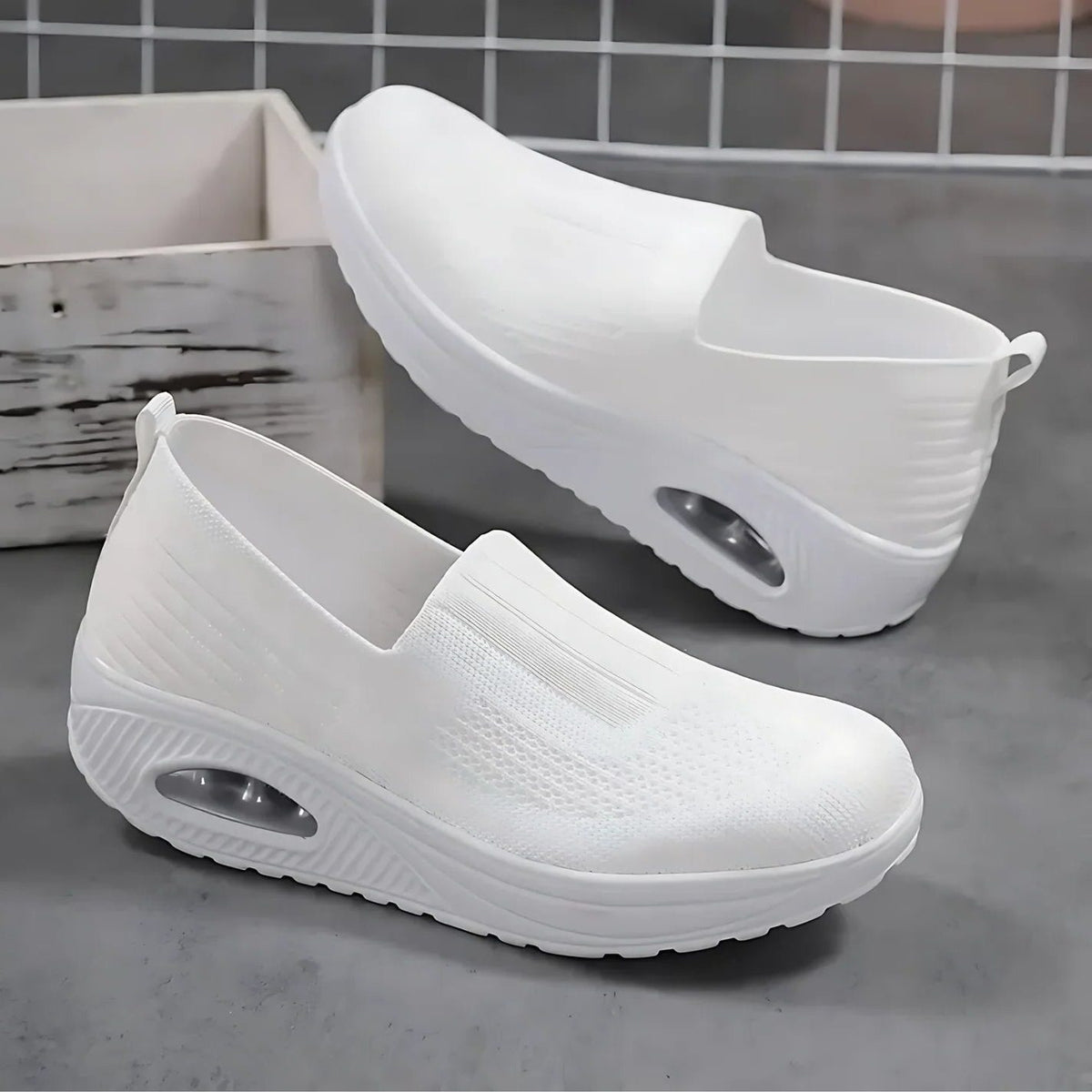 Mesh Slip-On Trainers for Women - White