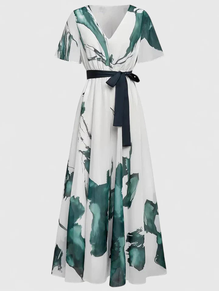Wrap Abstract Print Short Sleeve Dress for Women