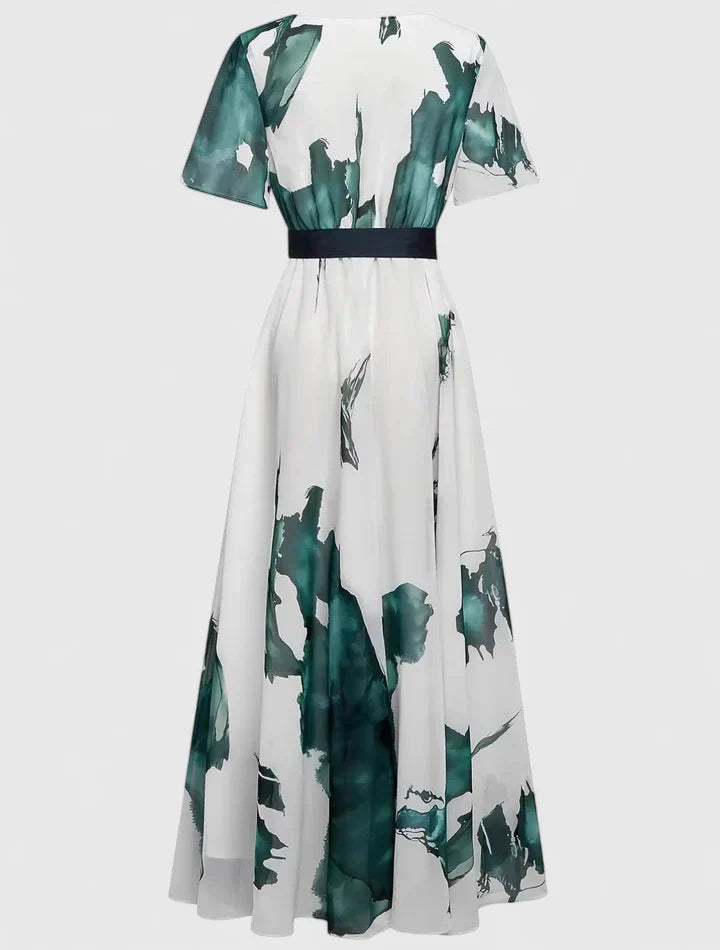 Wrap Abstract Print Short Sleeve Dress for Women