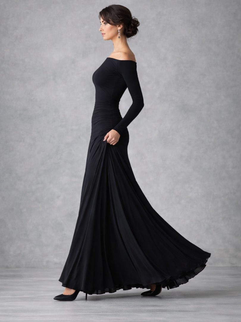 Off-Shoulder Long Sleeve Maxi Dress for Women