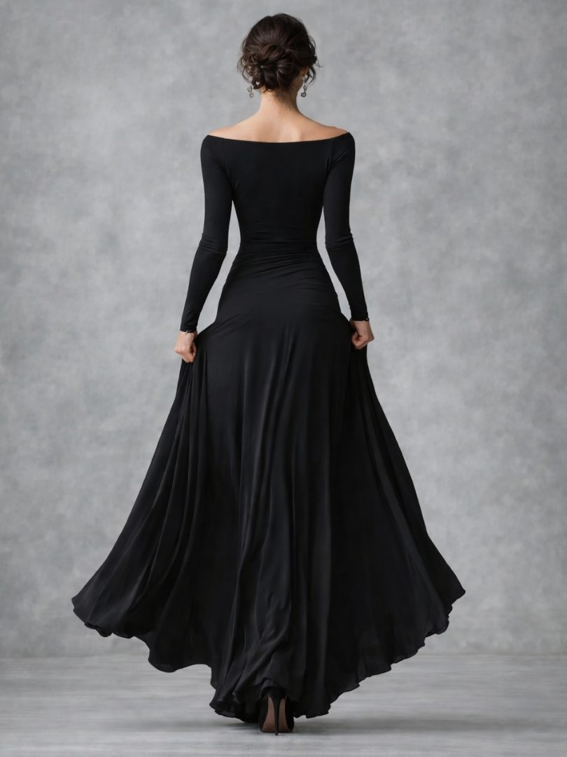 Off-Shoulder Long Sleeve Maxi Dress for Women - View 3
