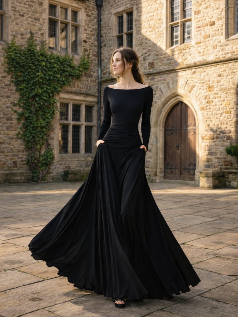 Off-Shoulder Long Sleeve Maxi Dress for Women - View 4