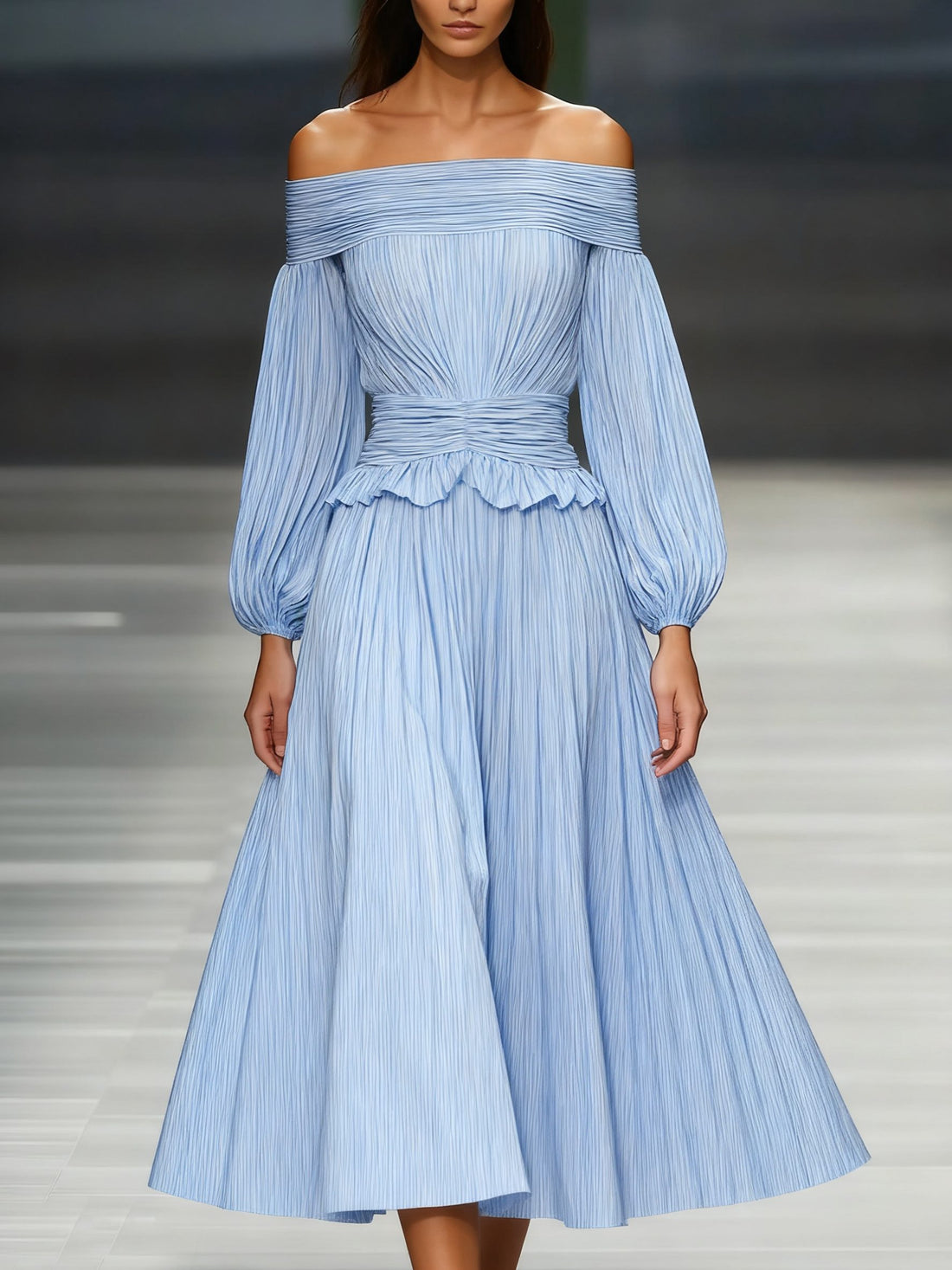 Off-Shoulder Pleated Fall Wedding Guest Dress for Women