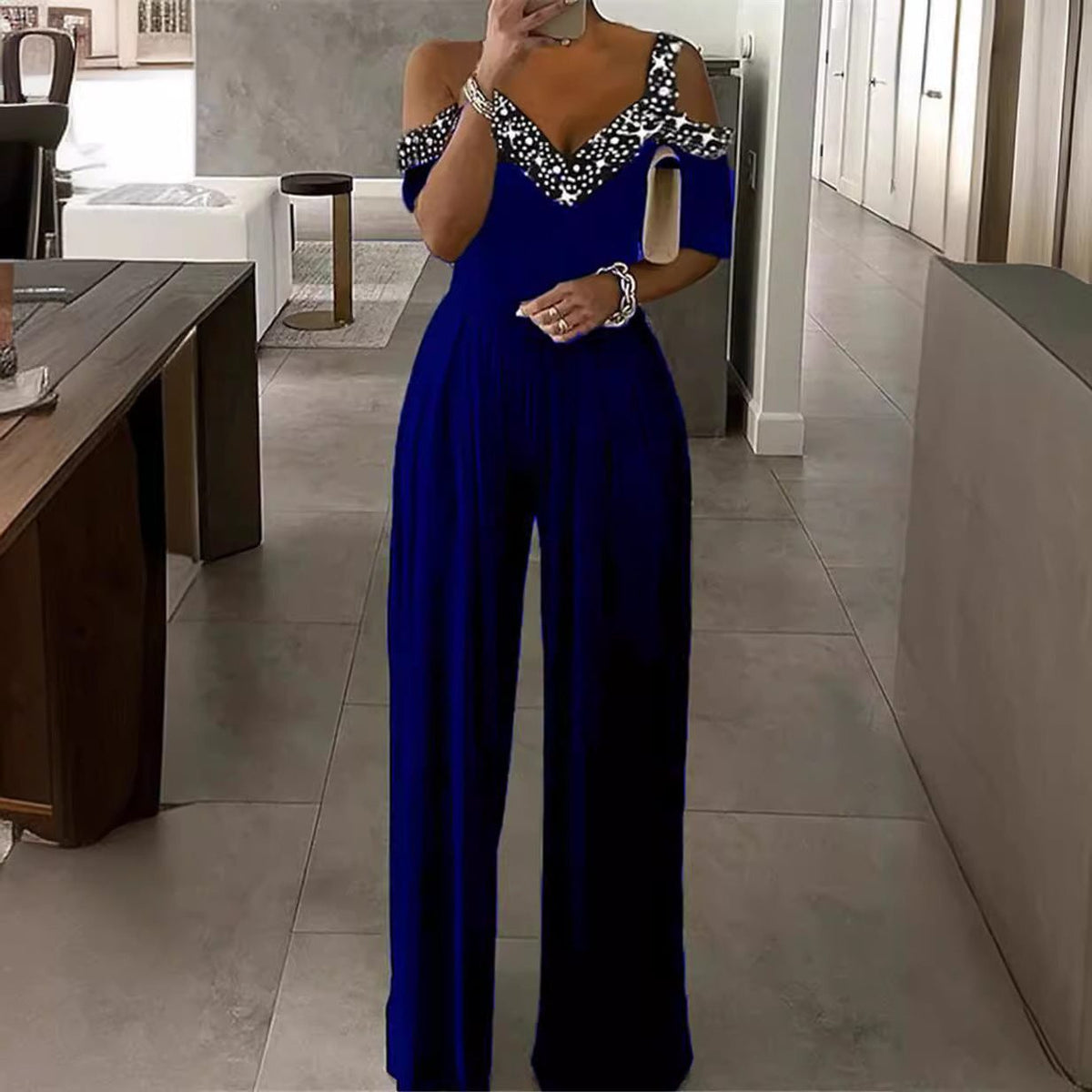 Off-Shoulder Sequin Jumpsuit for Women - View 2