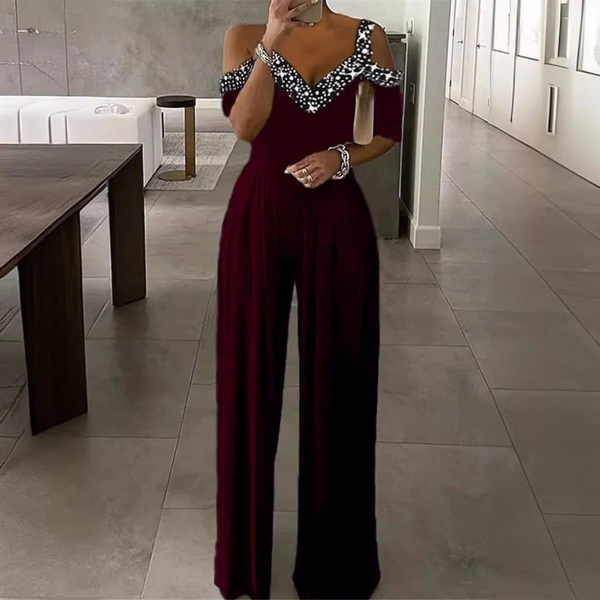 Off-Shoulder Sequin Jumpsuit for Women - View 3