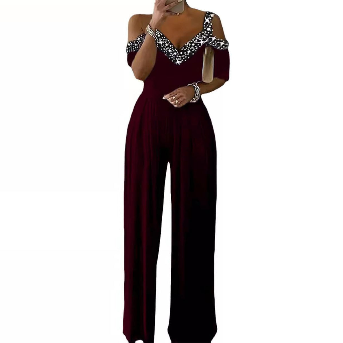 Off-Shoulder Sequin Jumpsuit for Women - View 4
