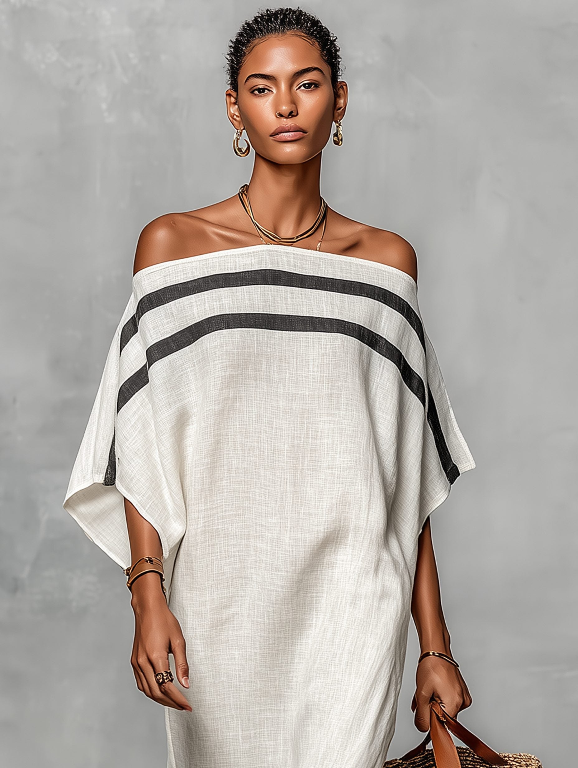 Off-the-Shoulder Batwing Sleeve Maxi Dress for Women - View 5