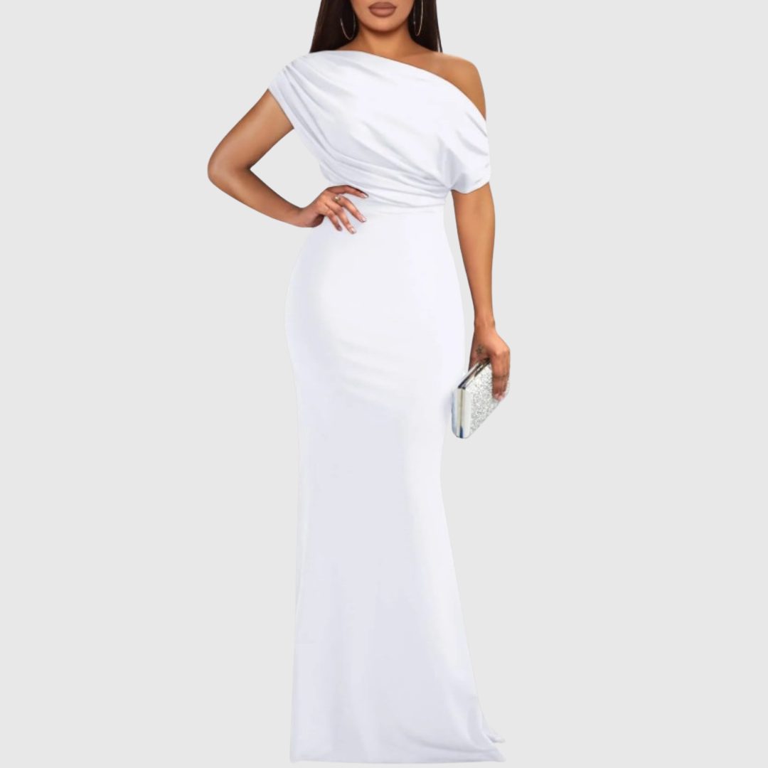 One-Shoulder Maxi Gown for Women - White