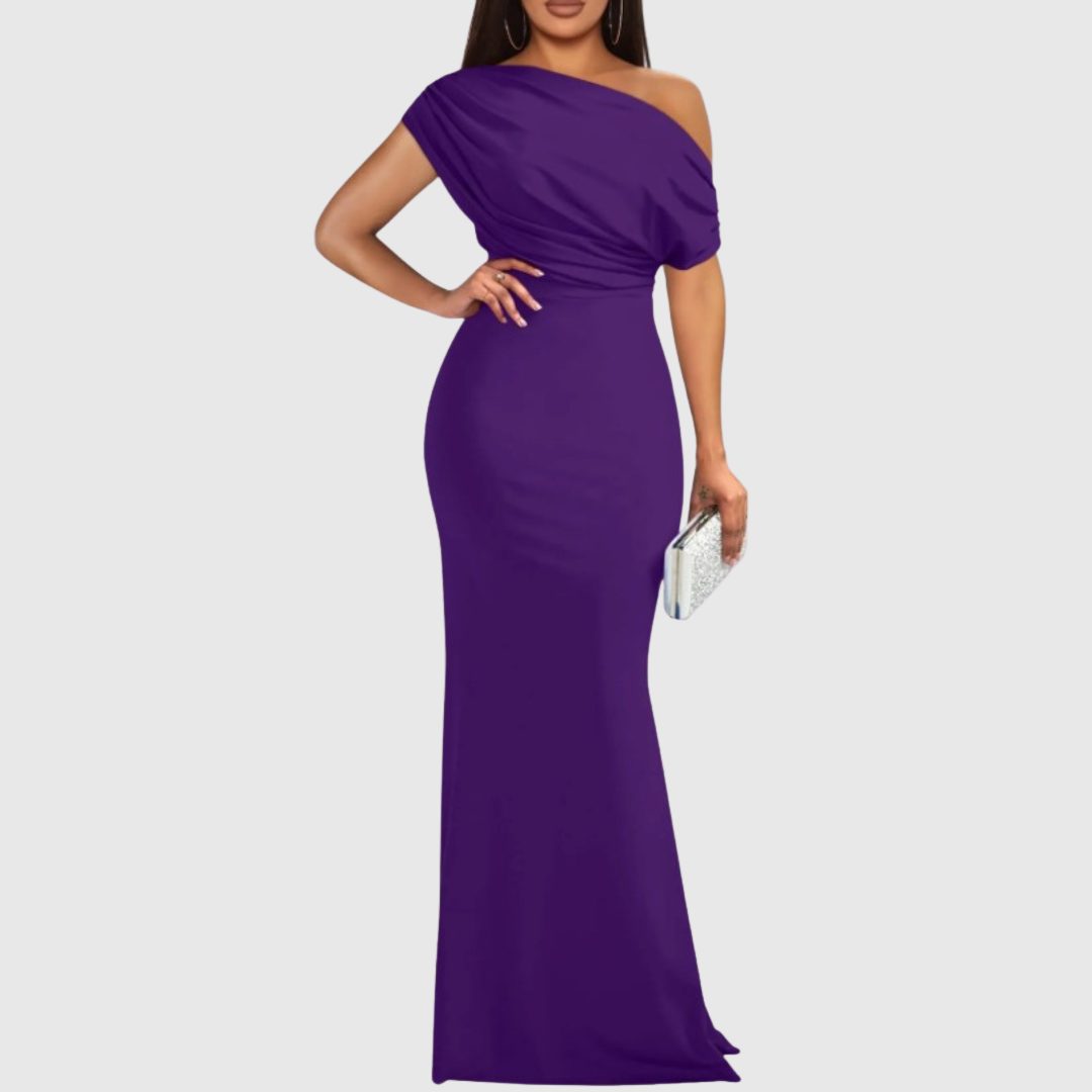 One-Shoulder Maxi Gown for Women - Purple