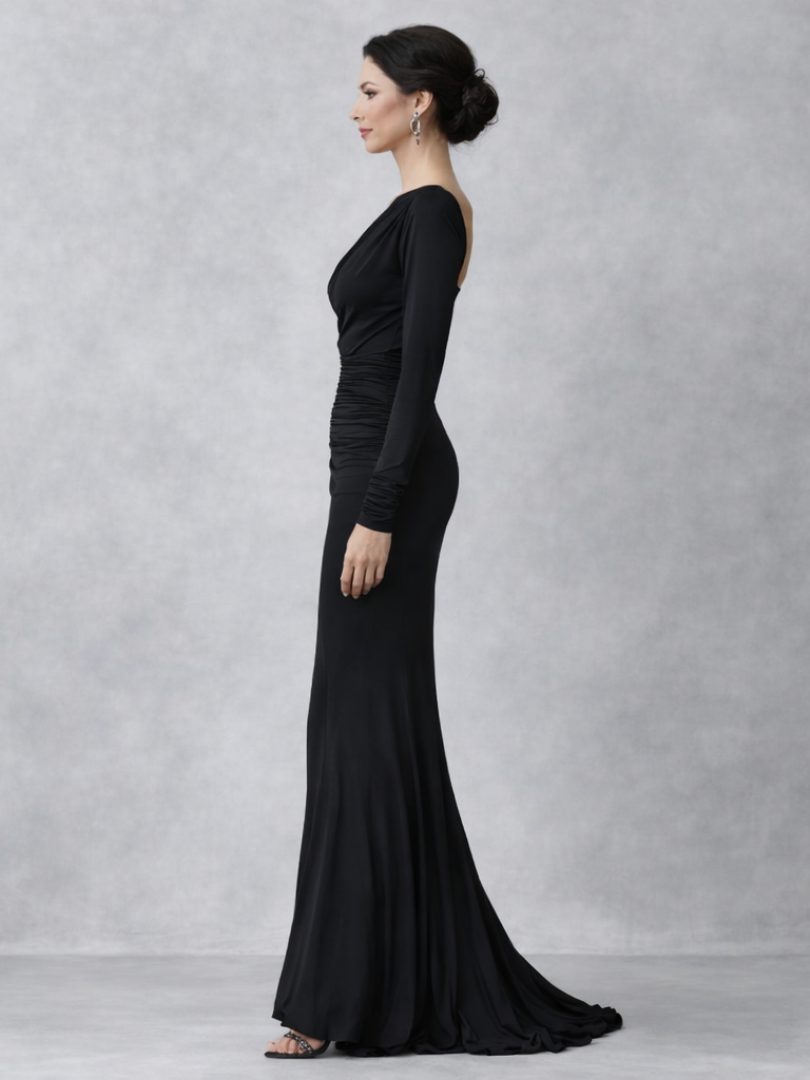 One Shoulder Ruched Maxi Dress for Women