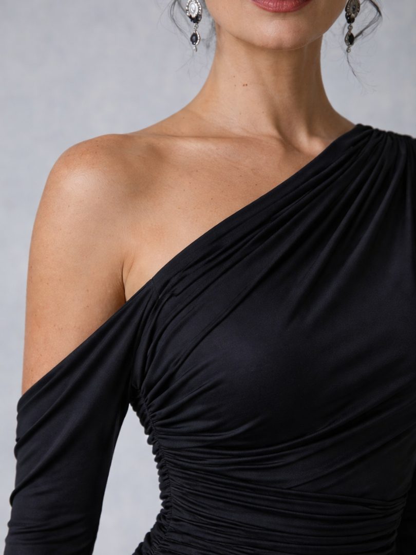 One Shoulder Ruched Maxi Dress for Women - View 4