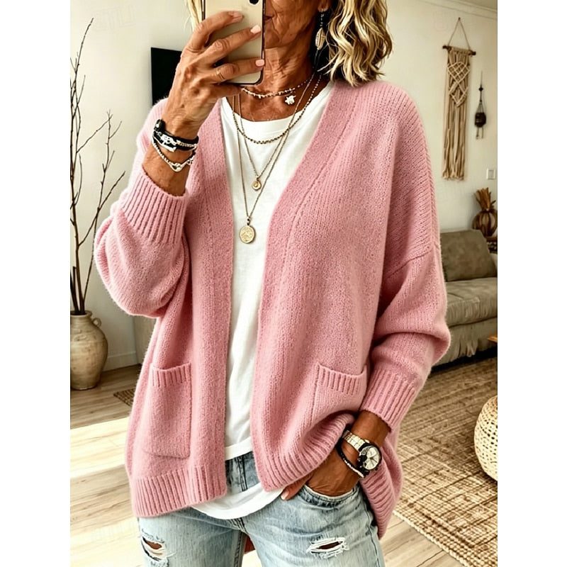 Open Front Cardigan with Pockets for Women