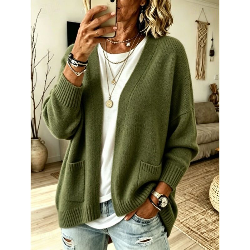 Open Front Cardigan with Pockets for Women - View 3