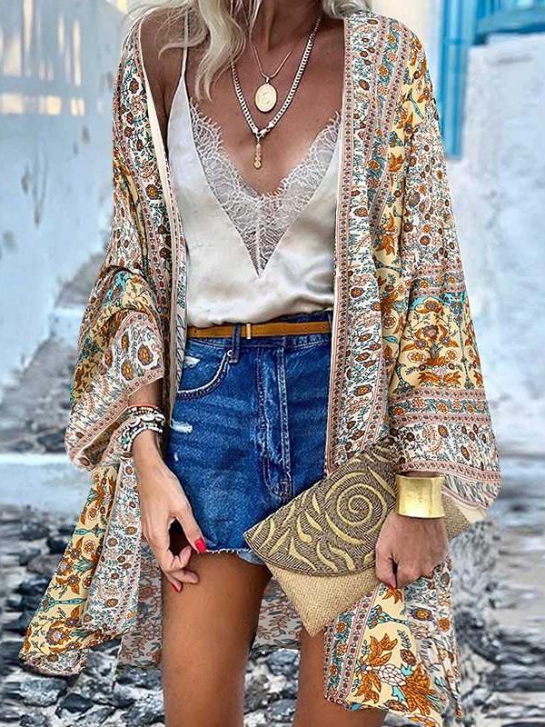 Open Front Floral Knit Cardigan for Women - View 3