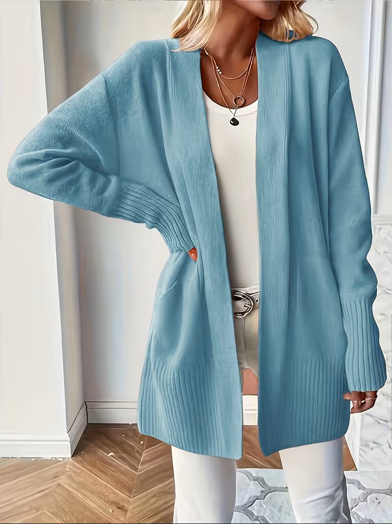 Open Front Long Cardigan for Women - Violet
