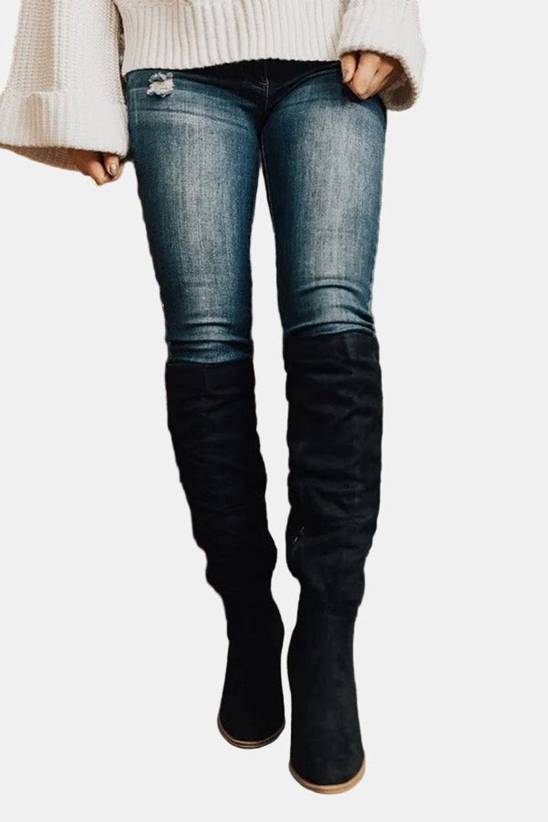 Over-the-Knee Block Heel Stretch Boots for Women - View 4
