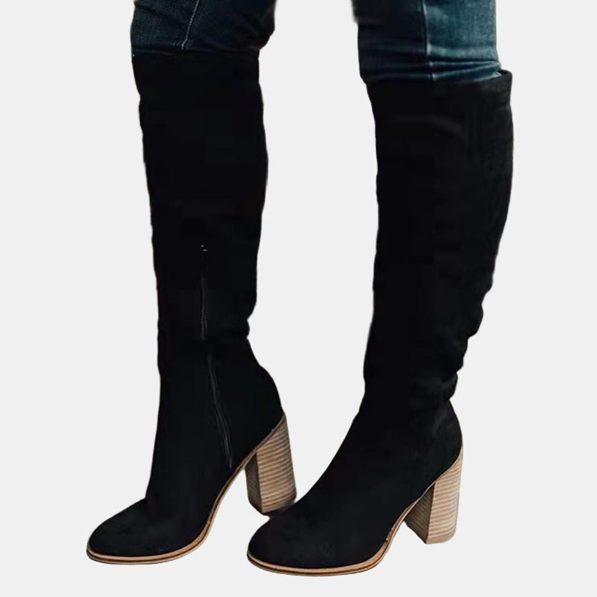 Over-the-Knee Block Heel Stretch Boots for Women - View 7