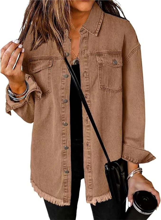 Oversized Button-Down Jean Jacket for Women