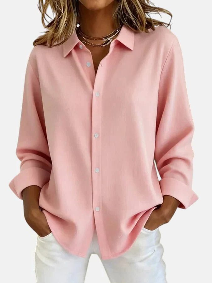 Oversized Button-Down Shirt for Women - Pink