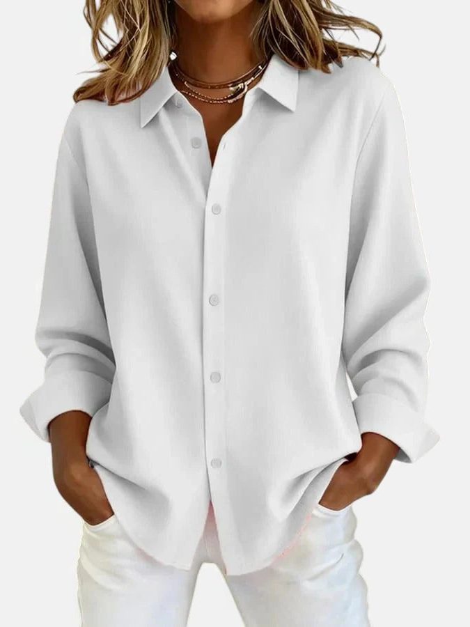 Oversized Button-Down Shirt for Women - White