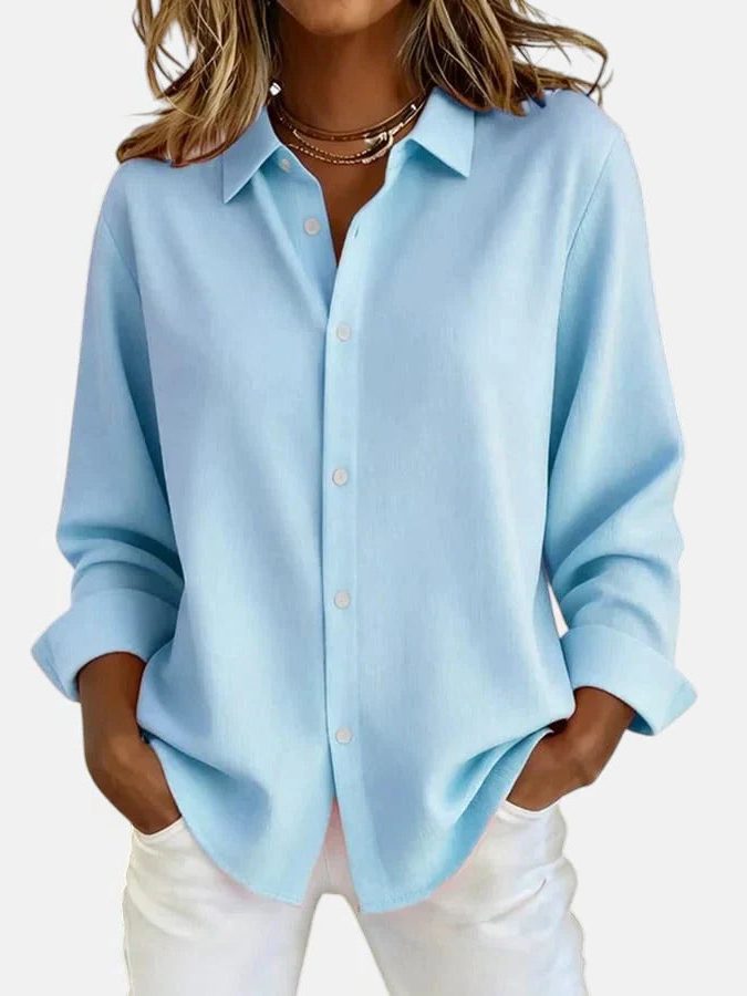 Oversized Button-Down Shirt for Women - Blue