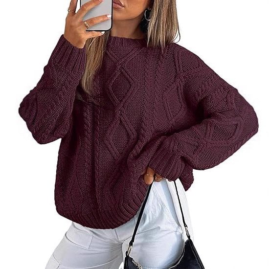 Oversized Cable Knit Sweater for Women