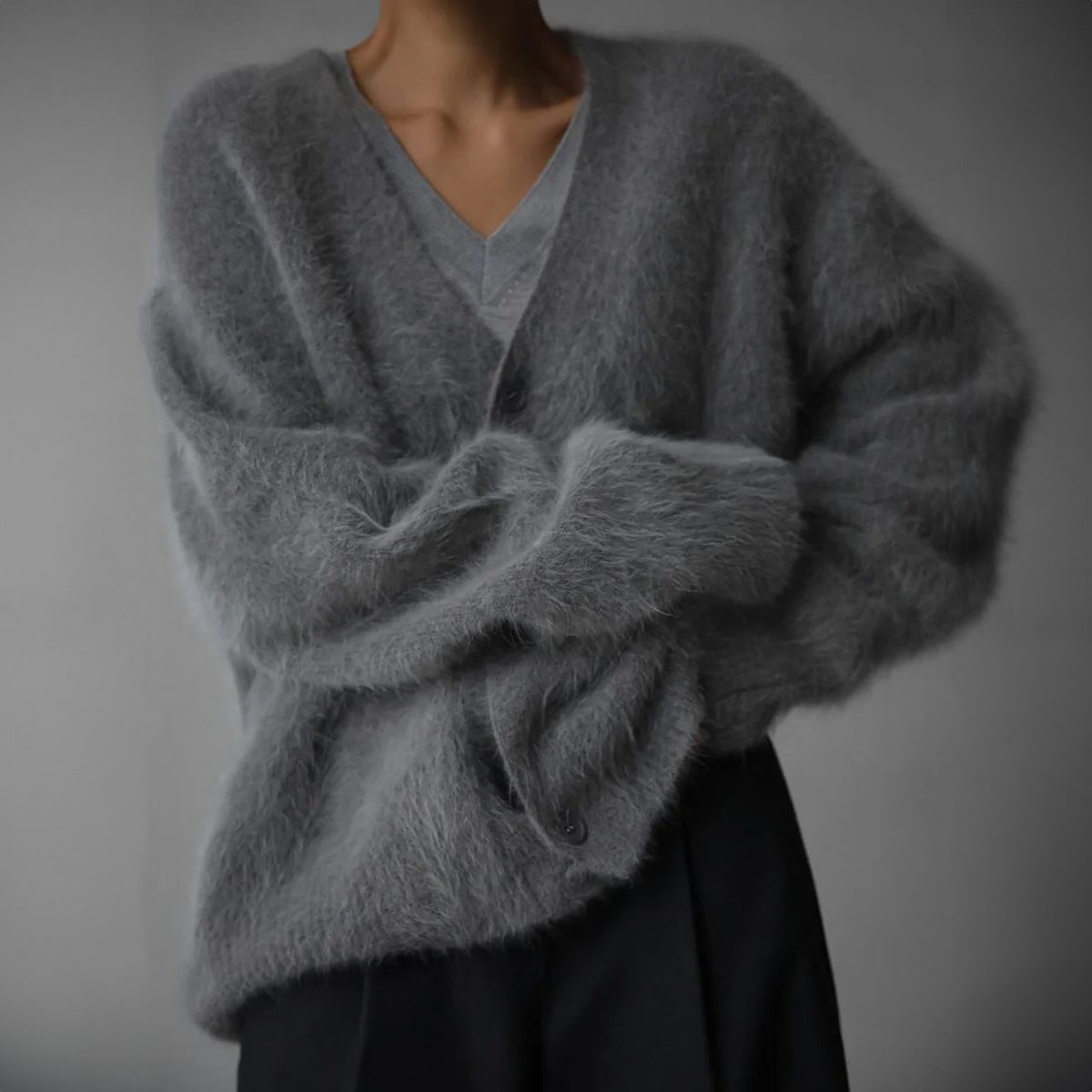 Oversized Cashmere Cardigan for Women - Dark gray