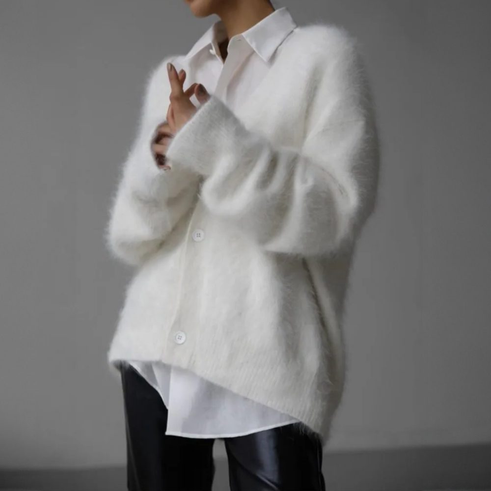 Oversized Cashmere Cardigan for Women - White