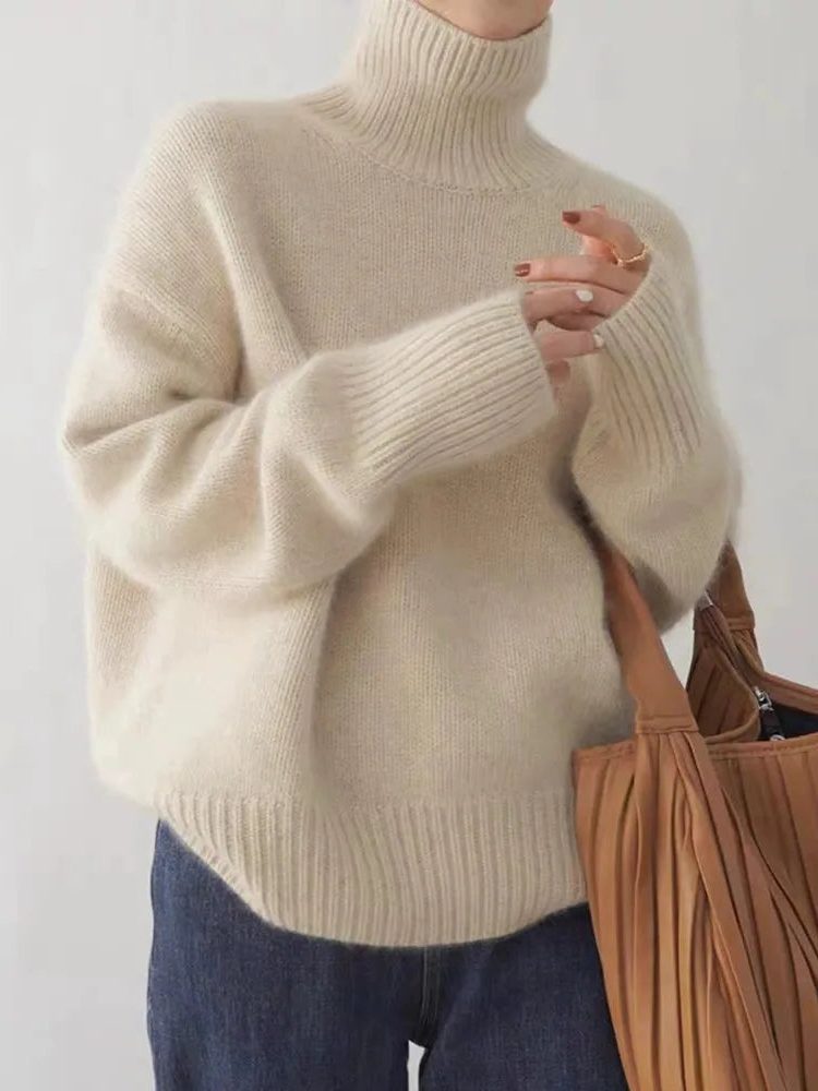 Oversized Cashmere Turtleneck Sweater for Women