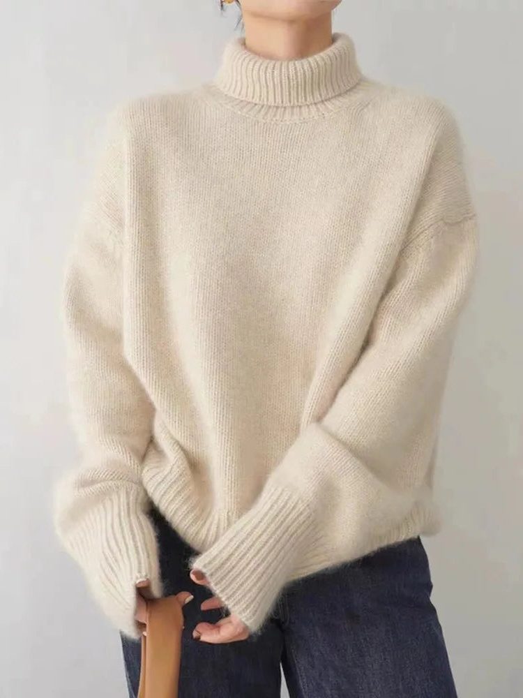 Oversized Cashmere Turtleneck Sweater for Women
