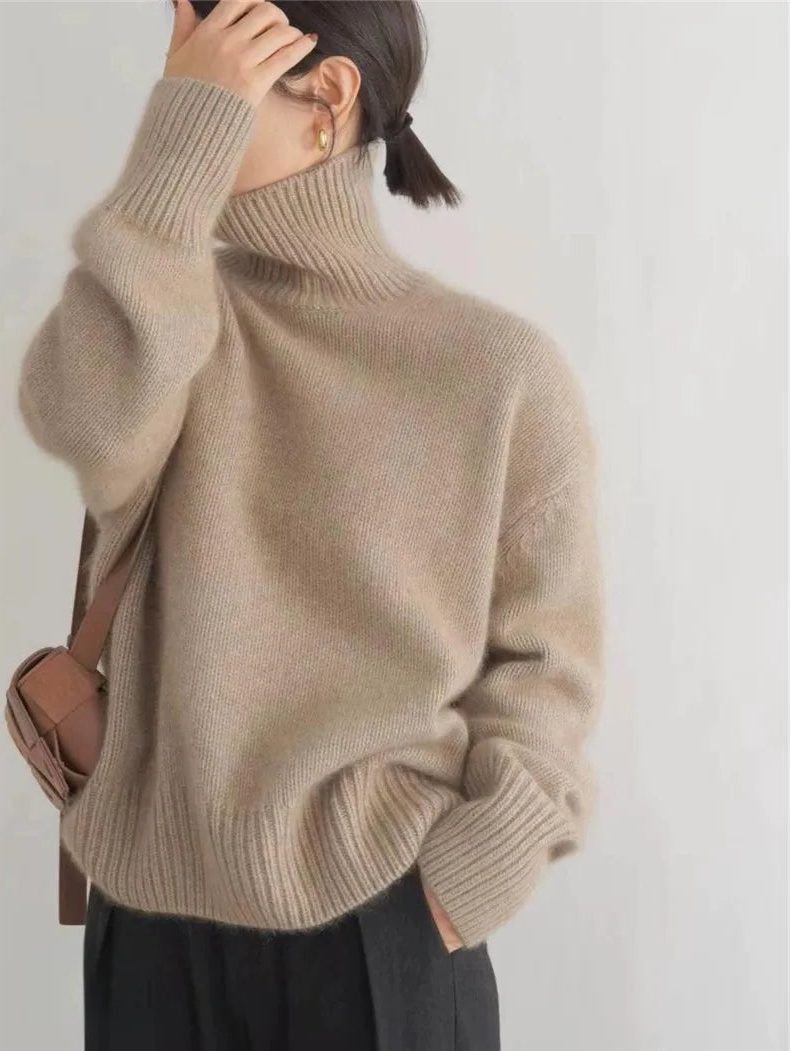 Oversized Cashmere Turtleneck Sweater for Women - View 6