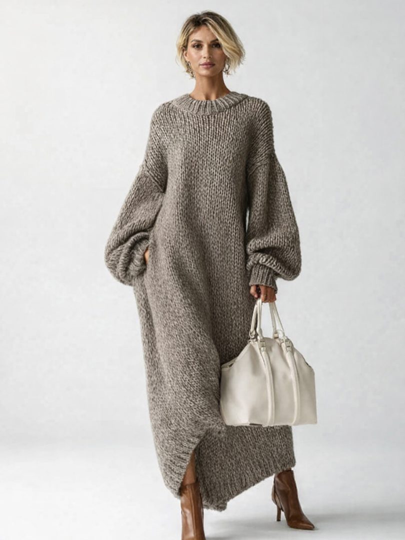 Oversized Chunky Knit Maxi Sweater Dress for Women