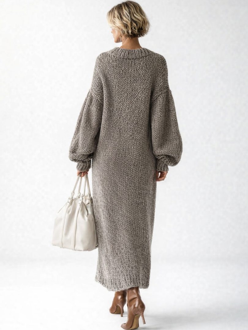 Oversized Chunky Knit Maxi Sweater Dress for Women - View 3