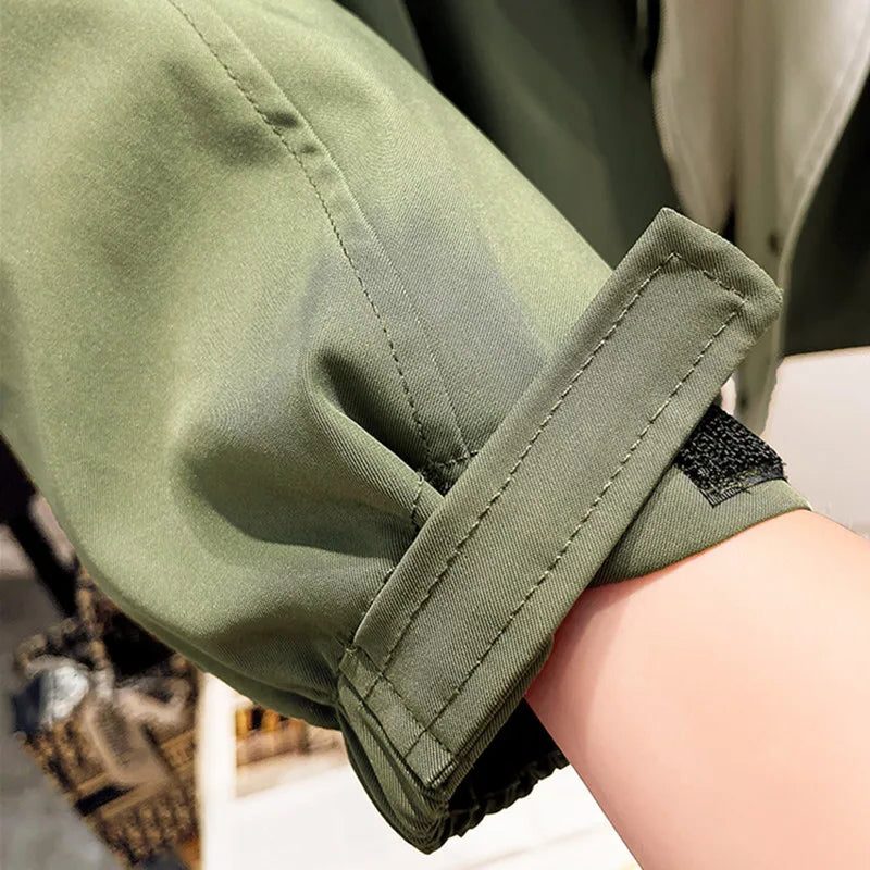 Oversized Drawstring Windbreaker Jacket for Women - View 11