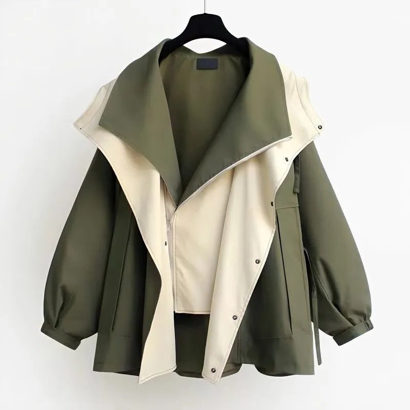 Oversized Drawstring Windbreaker Jacket for Women