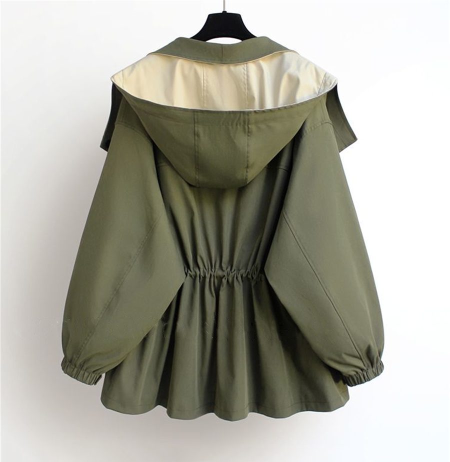 Oversized Drawstring Windbreaker Jacket for Women - View 4