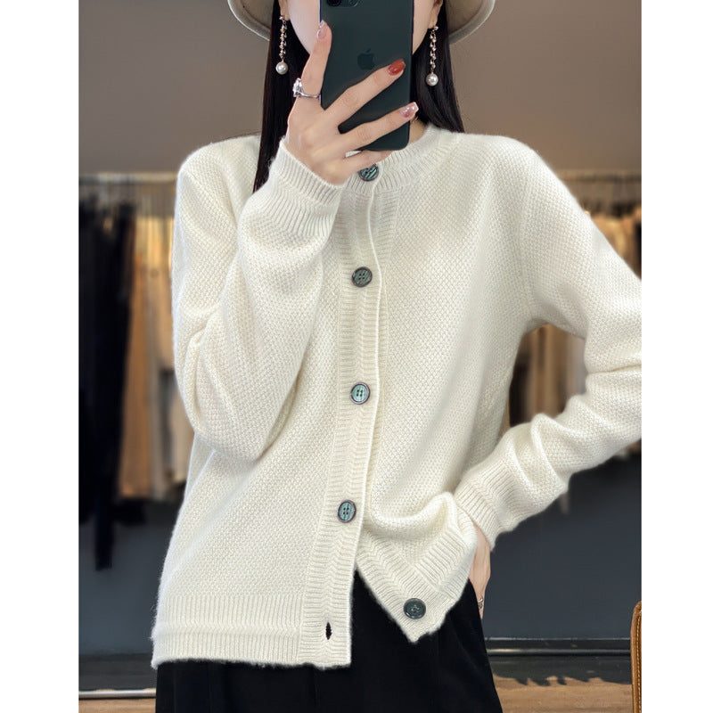 Oversized Fine Knit Cardigan with Button Placket for Women - View 2