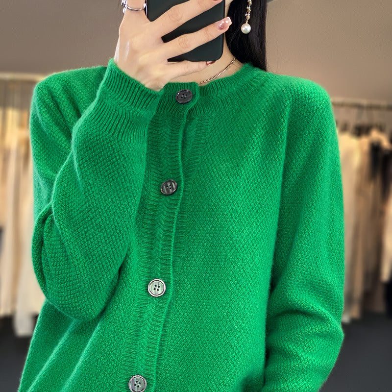 Oversized Fine Knit Cardigan with Button Placket for Women - View 3