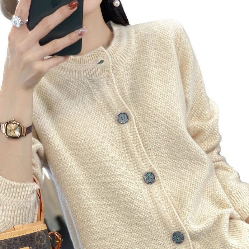 Oversized Fine Knit Cardigan with Button Placket for Women - View 5
