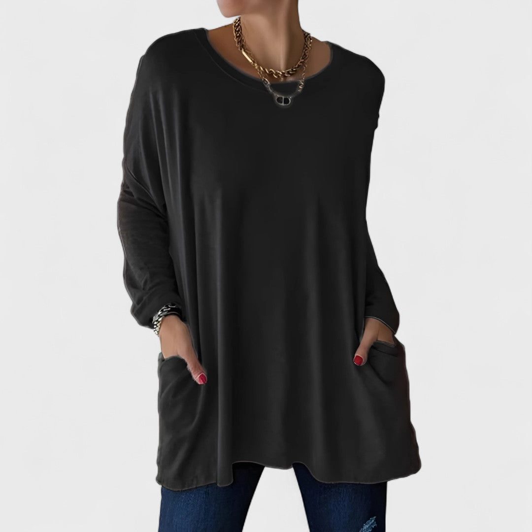 Oversized Long Sleeve Tunic with Pockets for Women