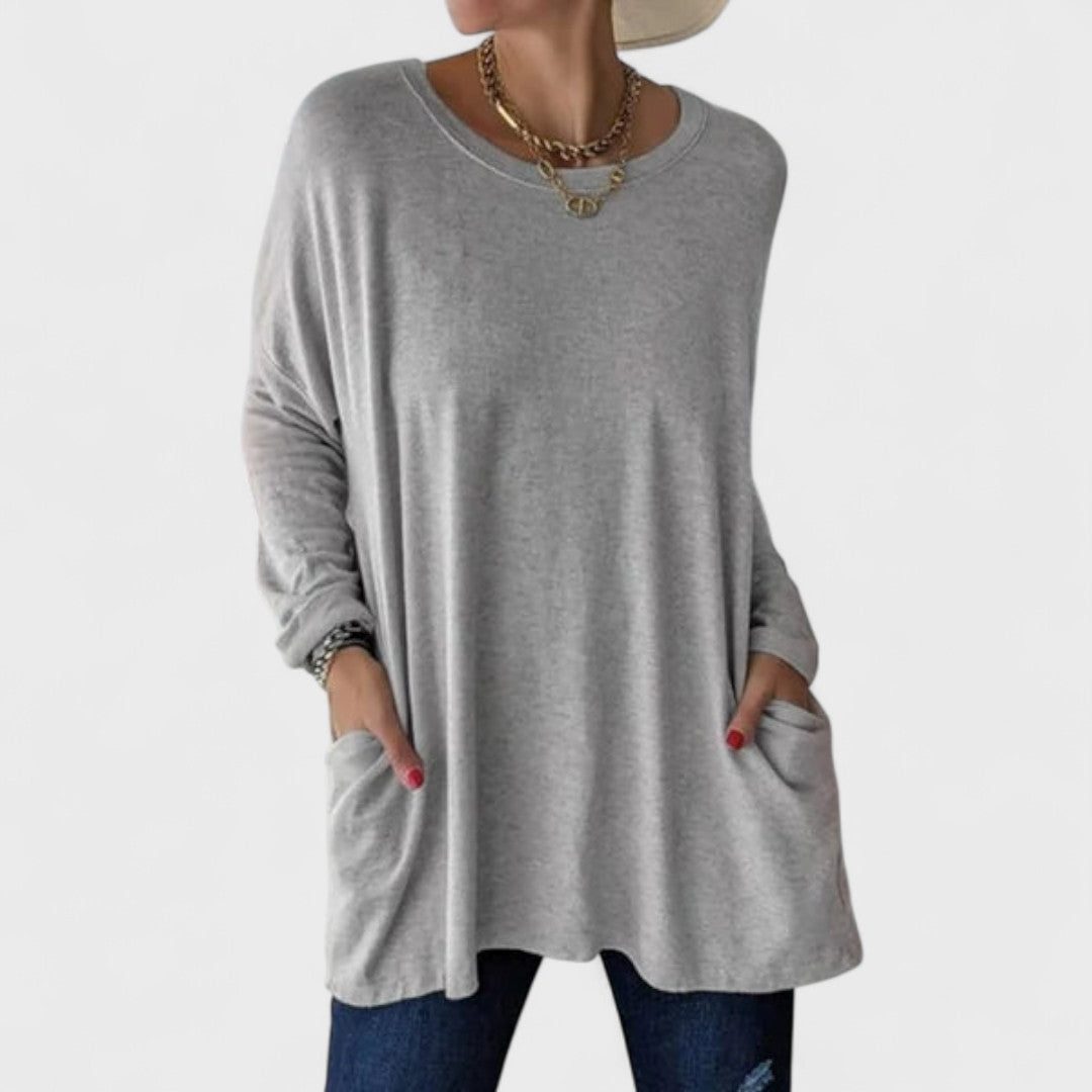 Oversized Long Sleeve Tunic with Pockets for Women