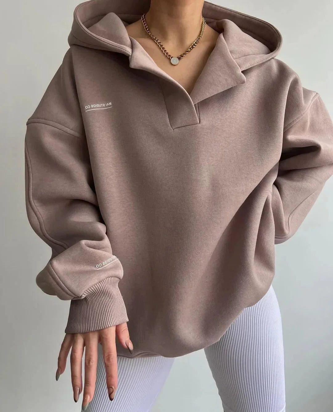 Oversized Notch Neck Pullover Hoodie for Women - View 11