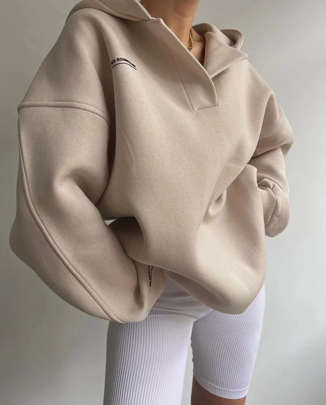 Oversized Notch Neck Pullover Hoodie for Women - View 12