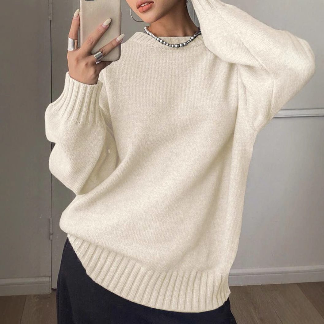 Oversized Ribbed Knit Cashmere Sweater for Women