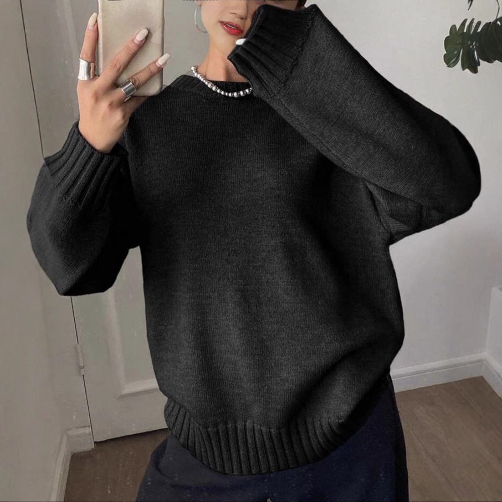 Oversized Ribbed Knit Cashmere Sweater for Women - View 3