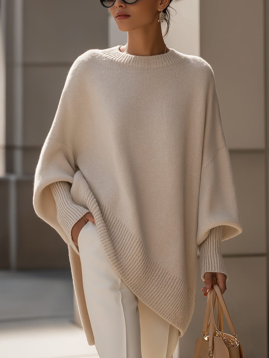 Oversized Ribbed Knit Sweater for Women