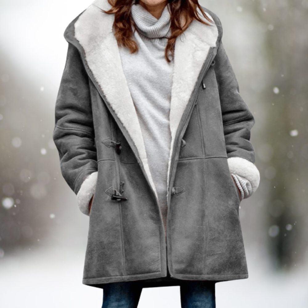 Oversized Sherpa-Lined Parka with Toggle Buttons for Women